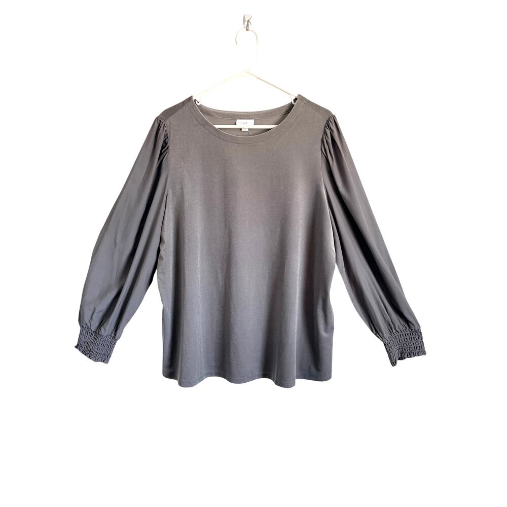 NWT J. Jill Velvet Top Long Puff Sleeves Smocked XL Whimsigoth Romantic